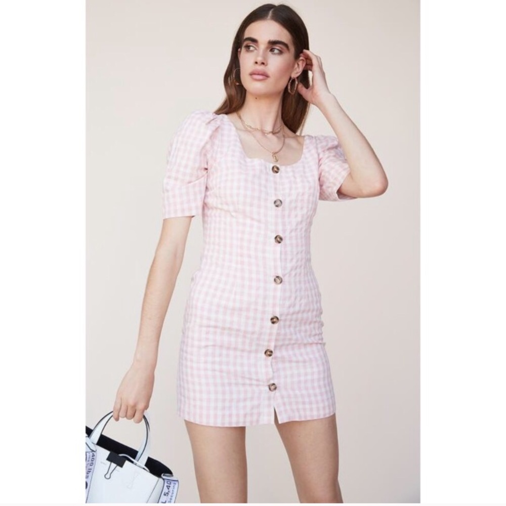 LPA revolve gingham pink dress